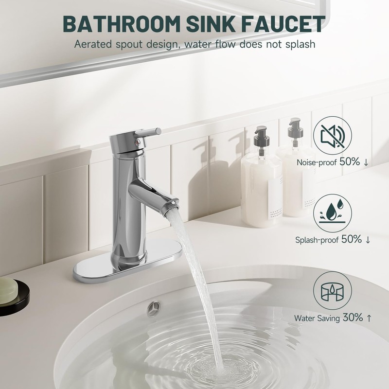 Greenspring Chrome Bathroom Faucets, Single Handle Bathroom Faucet 1 Hole