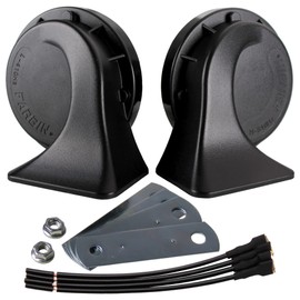 FARBIN Horns Truck Horn 24V Car Horn Loud Dual-Tone Train Horn Waterproof Electric Snail Horn Kit Universal for Any 24V Vehicles Black (Black, 24V car horn)