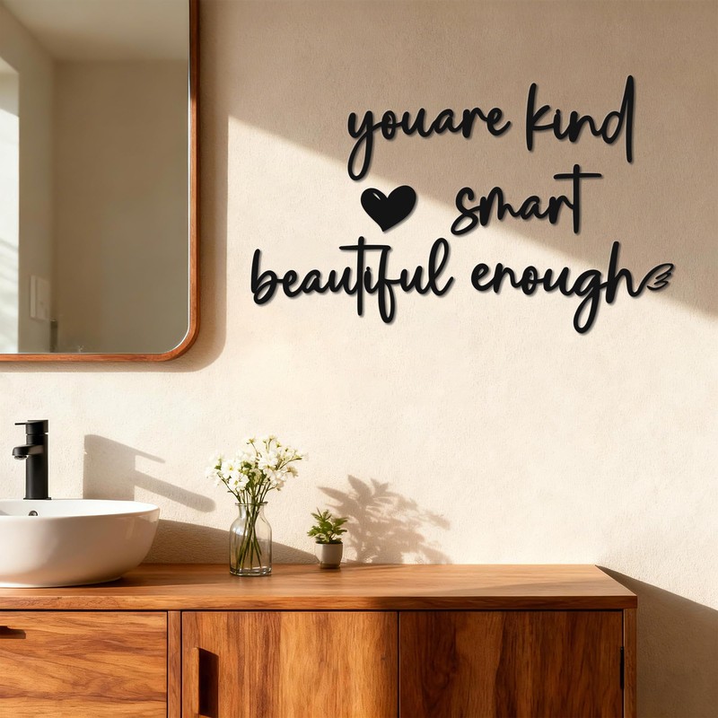Matte Black Inspirational Quote Metal Wall Art, Self-Love Womens Home