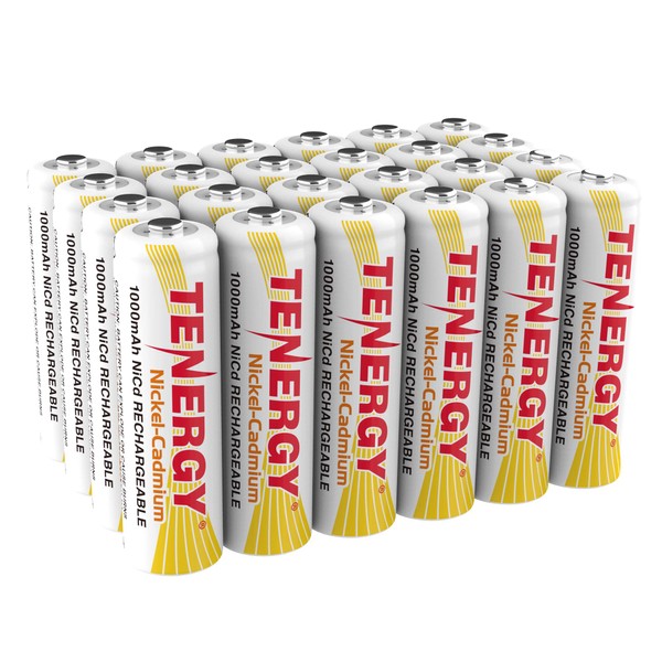 Tenergy AA Rechargeable NiCD Battery, 1.2V 1000mAh High Capacity AA Batteries for Solar Lights, Garden Lights, Yard Light 24 Pack