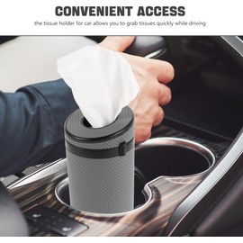 PRETYZOOM Porta PañUelos para Auto Caja De PañUelos CilíNdrica De PU Soporte Redondo para Toallas De Papel Y Servilletas Acceso RáPido Almacenamiento Compacto para Auto Viaje Y Oficina 6.88 X 2