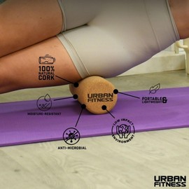 Urban Fitness Cork Yoga Roller Natural Firm Massager for Deep Tissue Myofascial Release Muscle Recovery Stretching Pilates Mobility Eco Friendly Therapy Tool