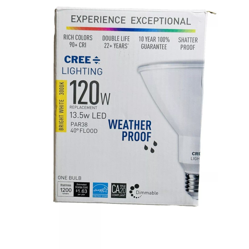 Cree 120W Bright White(3000k) 13.5w 40• Flood Weather Proof Light