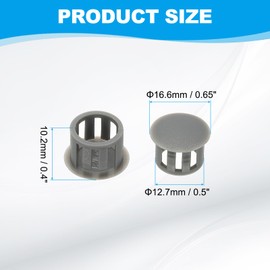 PATIKIL Plastic Hole Plugs, 48 Pcs 1/2"(13mm) Plastic Plugs Screw Hole Plug Snap Desk Grommet Buckle Knockout Locking Plugs Furniture Insert End Cap for Holes Kitchen Cabinet, Gray