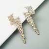 Exaggerated Shiny Rhinestone Flash Drop Dangle Earrings Lightning Bolt Statement