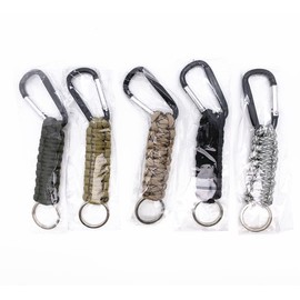 Paracord Keychain with 5 Carabiners Lanyard Ring Hook Clip for Outdoor Camping Backpack - 5 Colors
