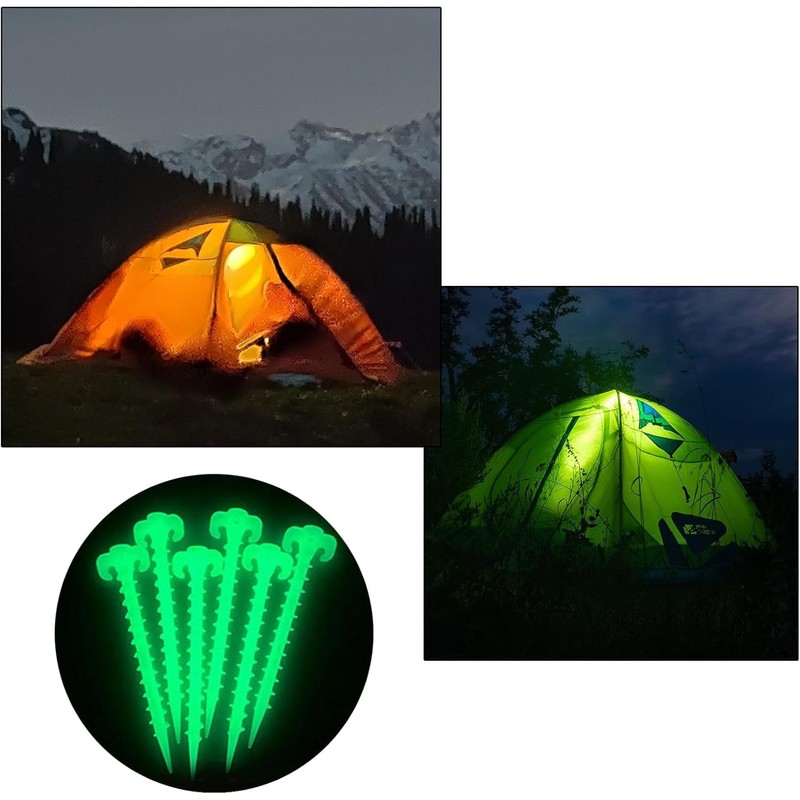 50 Packs 20cm Fluorescence Glow-in-Dark Plastic Tent Stakes Awning Pegs