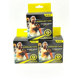 Physix Gear 3PK Physix Gear Sport Kinesiology Tape Pro Sports for Injury Pregnancy Black 49'