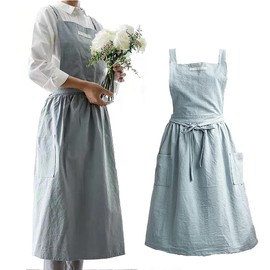 SF-ZXTINP Soft Cotton Kitchen Cooking Apron with Cross Back - for Cooking Catering Work Commercial Restaurant Size Can Be Adjusted, darkgray