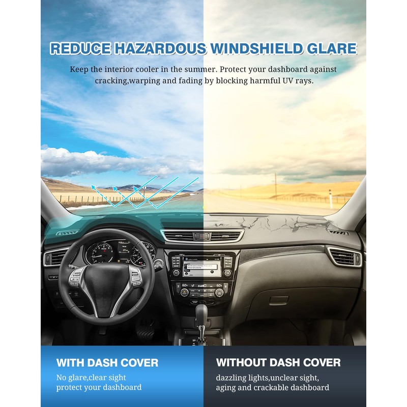 FIILINES Dash Cover for Nissan Rogue 2014-2020, Dashboard Mat Cover