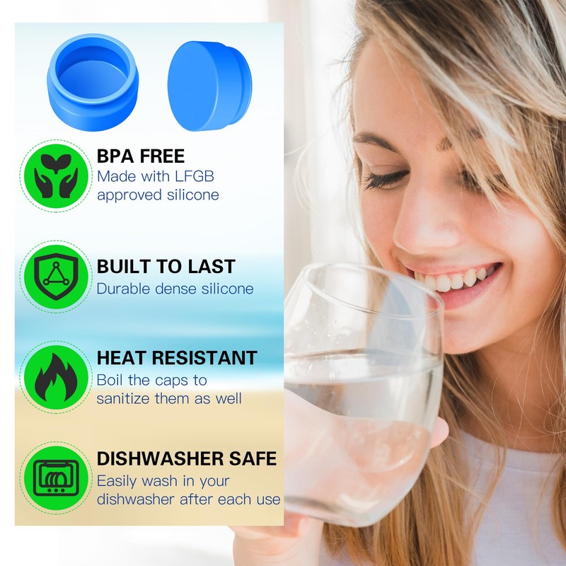 Gofriipai Upgraded 3 and 5 Gallon Water Jug Cap, Silicone