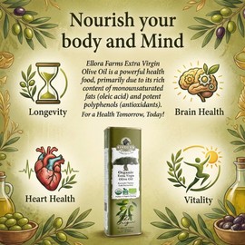 Ellora Farms, Extra Virgin Olive Oil, Organic Cold Press, Traceable Single Origin Olive Oil, Kosher, 17 oz. tin