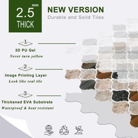 STICKGOO Arabesque Tile Peel and Stick Backsplash, 12”X12” Self Adhesive Wall Tiles (Pack of 10, Thicker Design) (Sandstone)