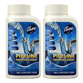 Liapu Powerful Pipe Dredging Agent for Kitchen and Toilet Pipelines - Dissolves 200+ Blockages and Kills 99% of Bacteria:_2 Pcs
