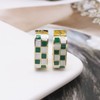 Checkered Hoop Earrings for Women Enamel Oval Hoop Earrings Small