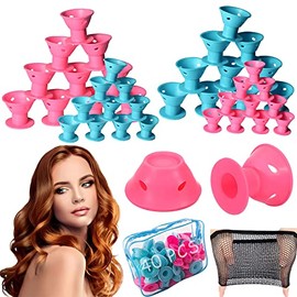 Rizos Sin Calor - (40 piezas)20 Grandes y 20 Pequeños, Rulos para Cabello Sin Calor de Suave