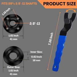 HOBEREROK Angle Grinder Wrench,Universal Adjustable & Nut Kit (5PCS) – 5/8-11 Lock Nut Fits Dewalt, Milwaukee, Makita, Ryobi, Bosch 4.5"/5"/7" Grinders for Quick Nut Removal & Disc/Wheel Replacement