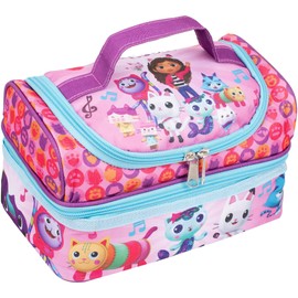 Gabby's Dollhouse - Lunch Bag for Kids - Multi-Compartment Snack Bag for Girls School - Insulated & Large Capacity - Pink