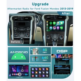 4G+64G Android 13 Car Stereo for Ford 2013-2019 Fusion Mondeo with DSP/Wireless Carplay/Android Auto, Sellrich 9 inch Touch Screen Radio Bluetooth 5.0 FM/RDS Mirrorlink Backup Camera