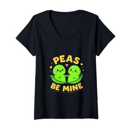 Womens Peas be Mine. Peace be Mine. Fun Gifts Cool Jokes Presents V-Neck T-Shirt