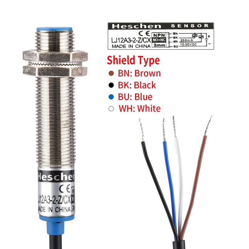 Heschen M12 Inductive Proximity Sensor Switch, Shielded Type, LJ12A3-2-Z/CX, Detector