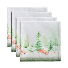Maison d' Hermine Napkins 100% Cotton Set of 4 Decorative Napkin Washable Cloth Napkins for Gifts, Home, Wedding, Restaurant & Camping, Winter Mornings - Thanksgiving/Christmas (20”x20”)