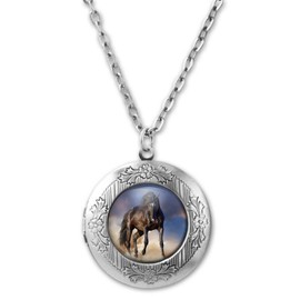 Merchandise for Fans Photo Locket for Your Own Photo with 20 mm Cabochon. Motif: Horse/Horses, Base Metal
