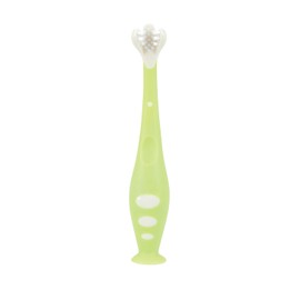 Nuby Cepillo Dental para Bebés con 3 Cabezas, Cerdas Suaves, Color Verde