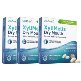 OraCoat XyliMelts for Dry Mouth, Stick-on Melts for Moisturizing,Fresh Breath Gluten Free, Mild-Mint Flavour 3 Pack (120)
