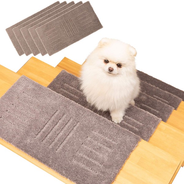 OKA Pet Rug Mat, Pitapetomo, Stair Mat, Approx. 8.7 x 17.7 inches (22 x 45 cm), Set of 5, Brown (Anti-slip Mat, Shelf, Carpet, Pet)