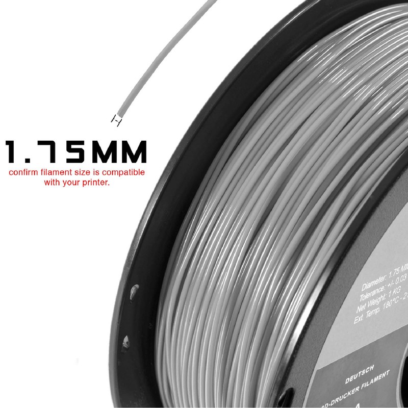 HATCHBOX 1.75mm Cool Gray TPU 3D Printer Filament Shore 95A,