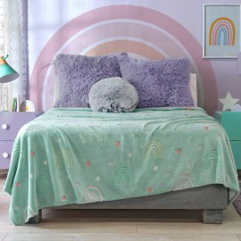 Vianney Cobertor Ligero Mat / Ind Dreams Vianney Brilla En Oscuridad Color Verde Claro