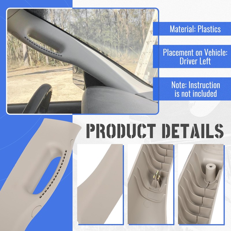 HECASA Front Left A Pillar Grab Handle Molding Trim Fits