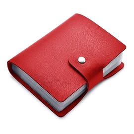 Leather Credit Card Holder, Business Card Organizer with 60 Card Slots for Storing and Preventing Credit Card or Business Card Loss, Red