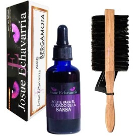 Kit Acondicionador De Barba Y Bigote Y Cepillo Doble Madera Tallado A Mano Josue Echavarria