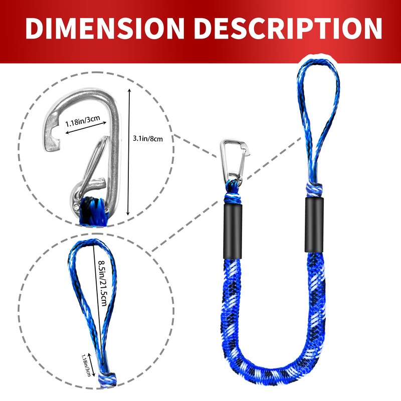 NIUTRIP Bungee Dock Line with Stainless Steel Clip – Boat