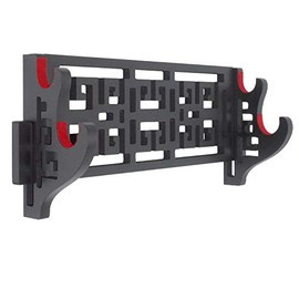 Eforlife 2-Tier Sword Holder Wall Mount Samurai Sword Display Stand Hanger Hollow Out Pattern for Katana Wakizashi and Standard Swords (Red Velvet - Classical)