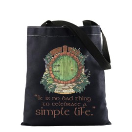 FOTAP Lord Ring Merch Ring Inspire Tote Bag Lord Ring Movie Handbag Lord Ring Movie Fan Gift Hobbit Lover Gift (Simple Life BLK UK)
