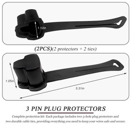 NYTKL 2PCS 3 Prong Plug Protector, Waterproof Electrical Plug Protector for Engine Block Heater Cords, Weatherproof Extension Cord End Cover Safety Caps for 120-Volt Plugs