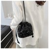 NAMEOF Women's Sequins Drawstring Bag, Mini Handbag, Shoulder Bag, Occasion