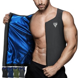RDX Men Sauna Vest, Sweat Workout Shirt, Waist Trainer, Corset, Compression Body Shaper Zipper and Seamless