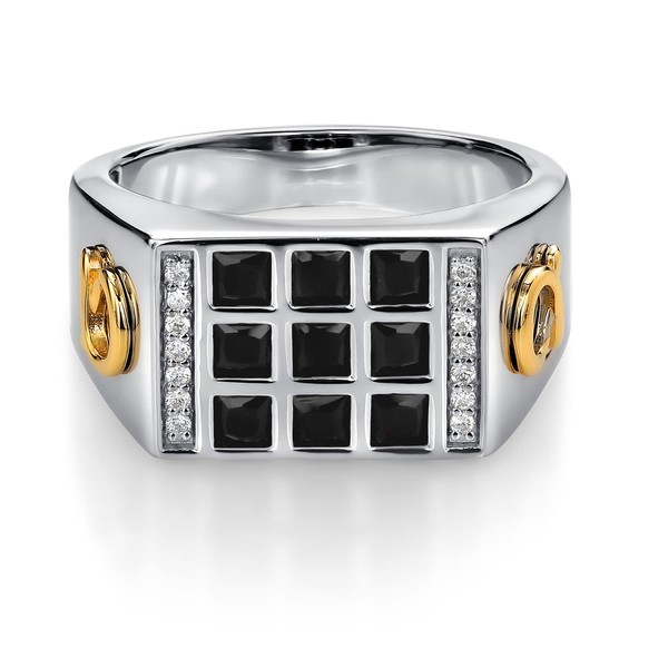 Gem Stone King Men's 925 Sterling Silver and 10K Yellow