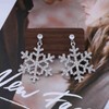 Dervivea Boho Rhinestone Snowflake Dangle Earrings Sparkly Crystal Snowflake Flower