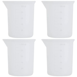 JOONOR 4PCS Silicone Measuring Cups with Scale,Nonstick Reusable Silicone Mixing Cups 100ml Durable Easy Clean for Epoxy Resin, Casting Molds, Stain Jewelry Making, Waxing, DIY Art Craft