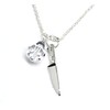 Chef Knife Pendant Necklace in Sterling Silver with Clear Austrian