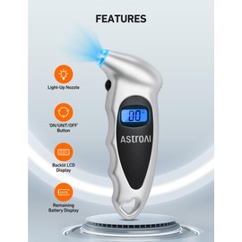 AstroAI Tire Pressure Gauge Digital 0-150PSI (Accurate in 0.1 Increments), 4 units for Car Truck Bicycle with Backlight LCD and Presta Valve Adaptor, Sliver (4 Pack)
