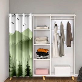 Mountain Door Curtain for Doorway Privacy, Wild Nature Tree Closet Door Cover Curtain for Bedroom Living Room, Green Natural Insulated Thermal Curtain, Room Divider Curtain Cover 34x80 Inch 1 Panel