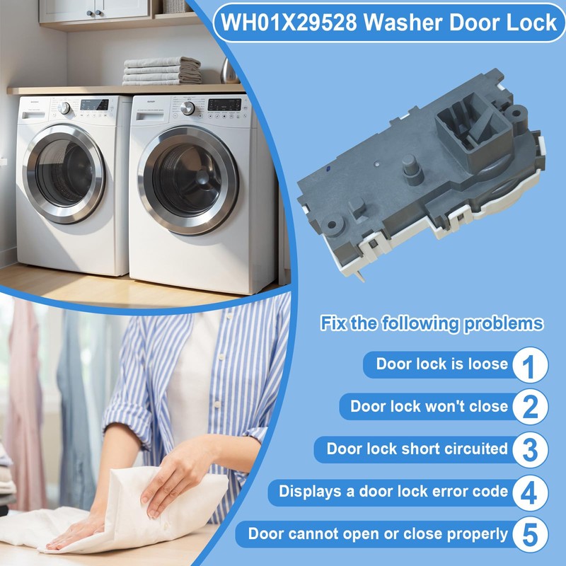 Upgrade WH01X29528 Washer Door Lock Compatible with GE General Electric