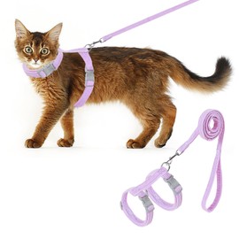 shudyear Cat Harness, Safety Leash Set for outings and Travelling to Prevent Cats from Escaping - Adjustable Kitten Safety Leash, Soft and Comfortable for Small and Medium Sized Cats(Purple, M)