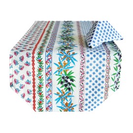 Le Cluny, Olives and Mimosas, Cream, French Provence Reversible 100 Percent Coated Cotton Table Runner, 72 Inches Long